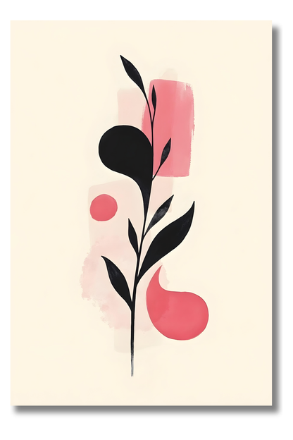 Flujo Abstracto con Tinta Japonesa – Arte Abstracto Minimalista en Rosa y Negro