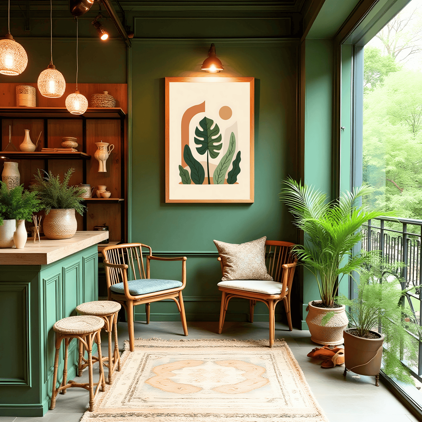 Hoja Monstera Verde sobre Fondo Cálido – Decoración Natural Moderna