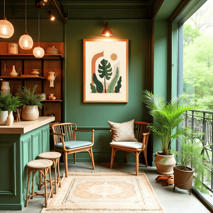 Hoja Monstera Verde sobre Fondo Cálido – Decoración Natural Moderna