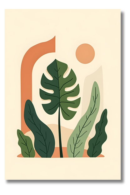 Hoja Monstera Verde sobre Fondo Cálido – Decoración Natural Moderna