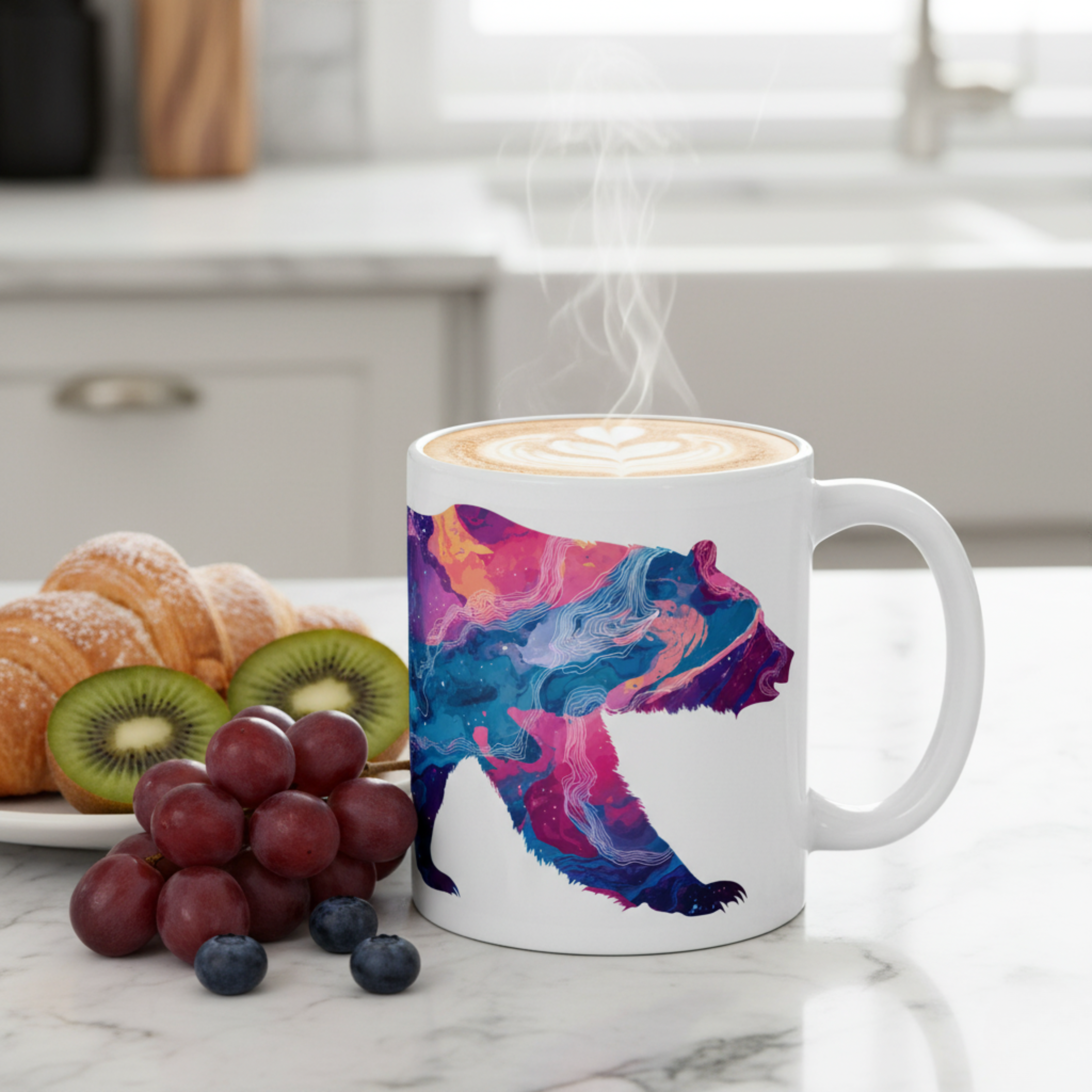 Oso Pardo en Estilo Topográfico – Diseño Artístico con Colores Vibrantes