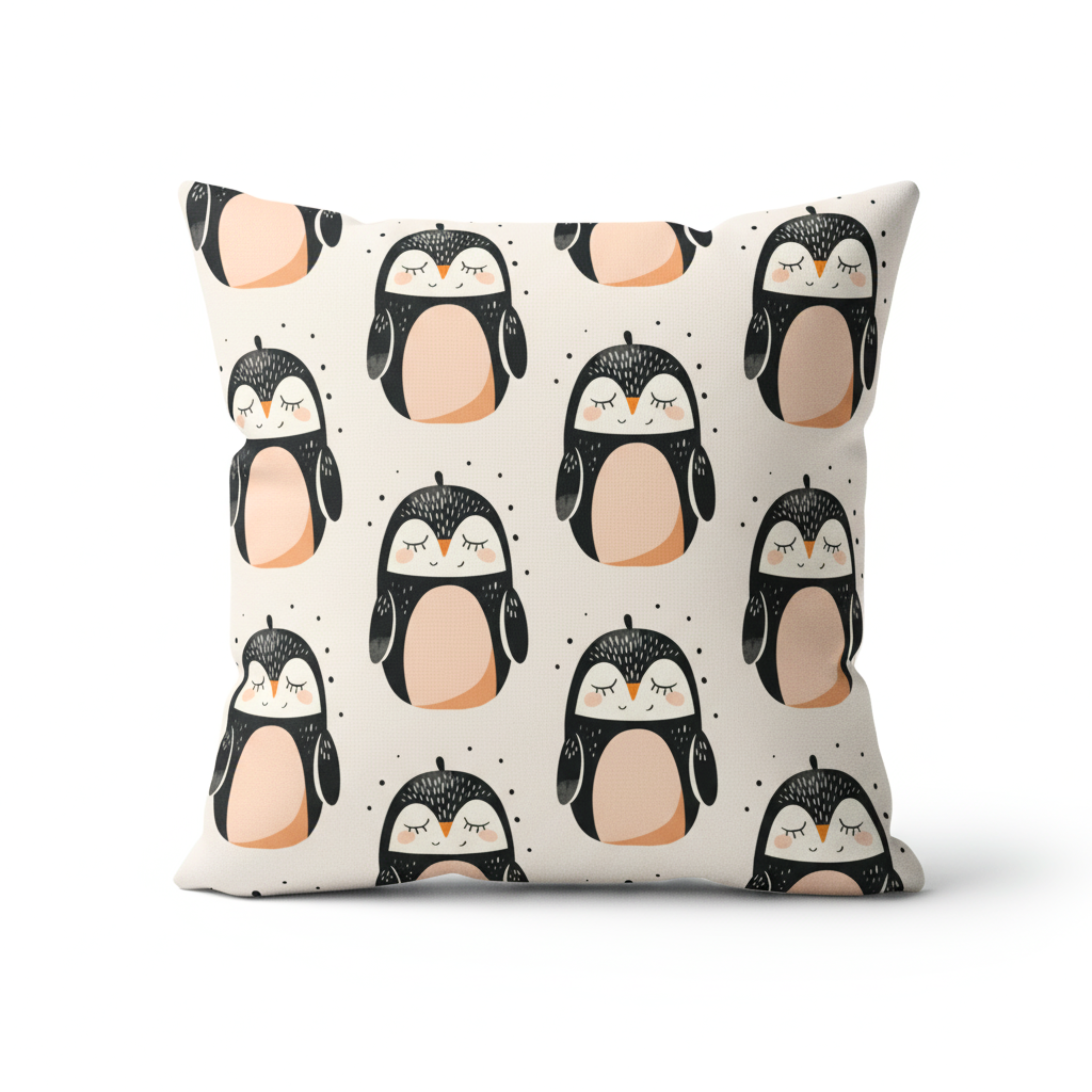 Cojín Estampado Pingüino Bebé en Estilo Minimalista – Decoración Infantil Acogedora con Toques de Dulzura
