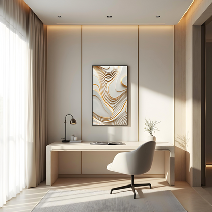 Movimientos Orgánicos en Blanco y Crema – Cuadro Decorativo Abstracto