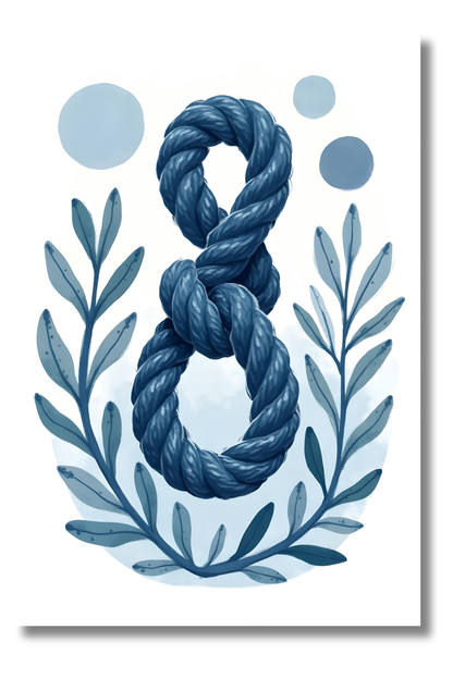 Nudo Marítimo Azul – Arte Decorativo Estilo Bohemio
