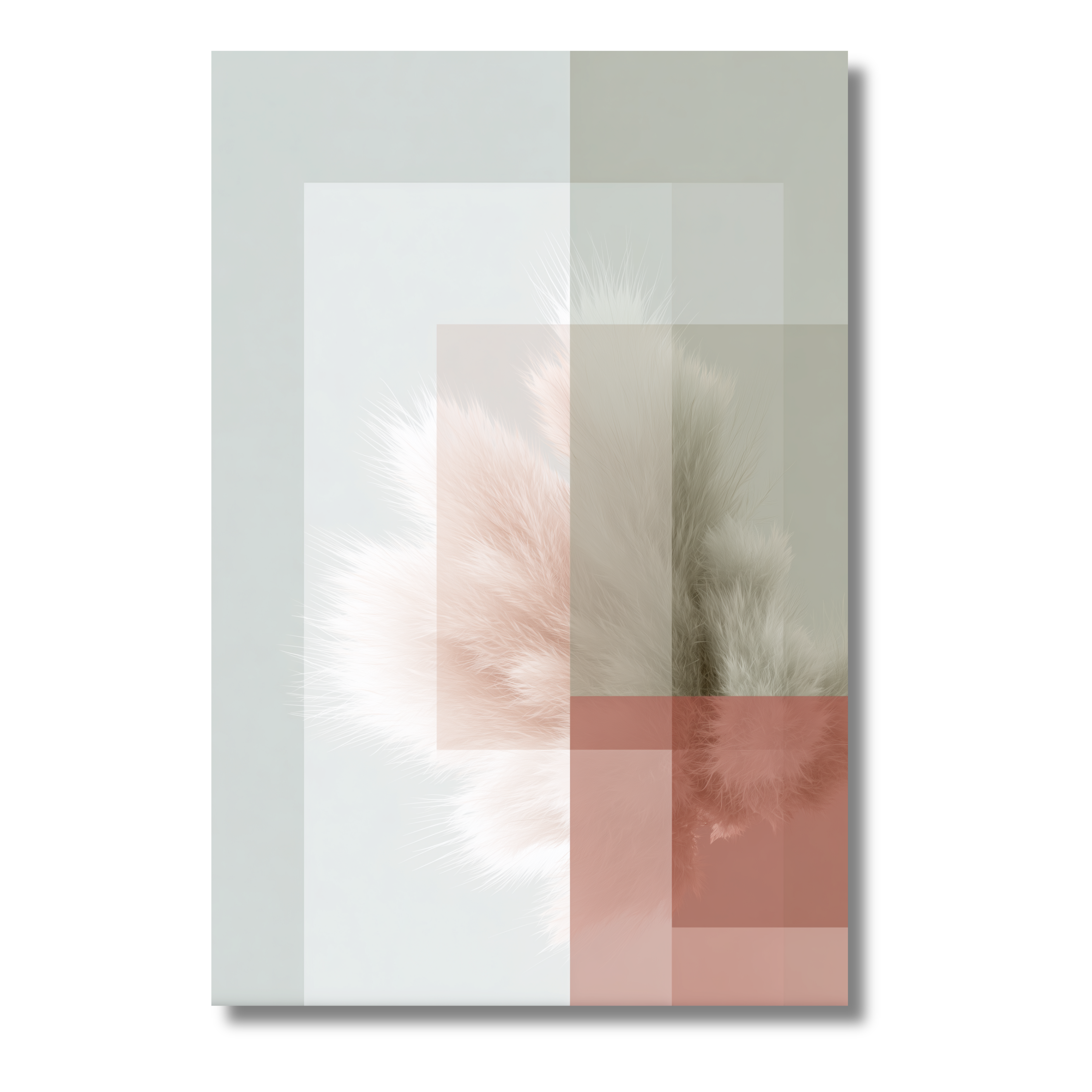 Pluma Suave en Tonos Rosa y Beige – Póster Abstracto Minimalista