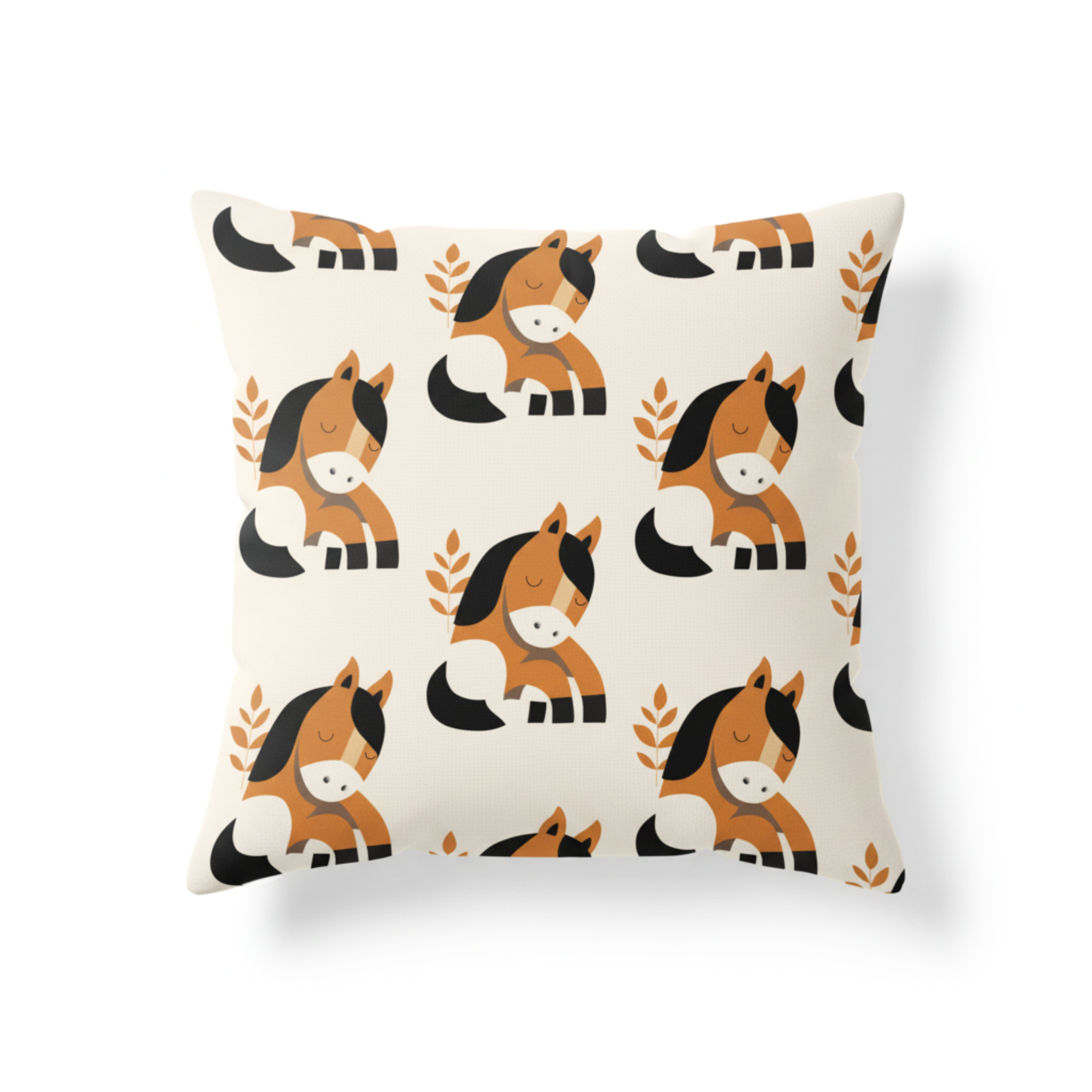 Cojín Estampado Caballo Bebé en Estilo Minimalista – Decoración Infantil Dulce con Toques de Ternura