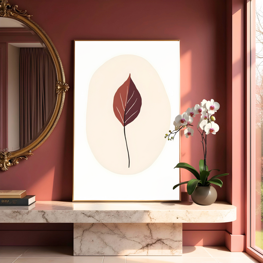 Arte Abstracto Boho con Silueta Vegetal sobre Fondo Claro