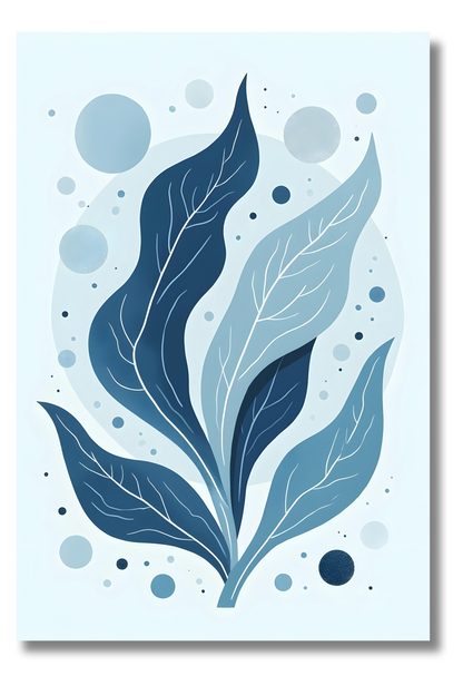 Arte Botánico Costero – Algas en Estilo Bohemio Azul