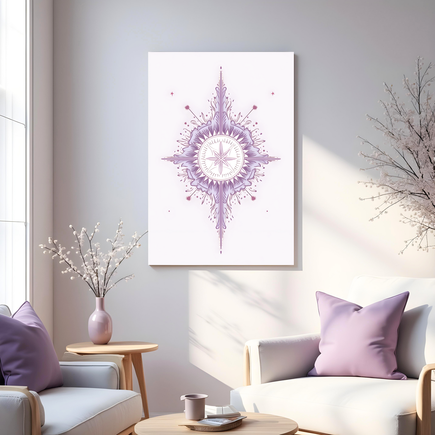 Brújula Estelar Lavanda – Decoración Boho Espiritual de Energía Cálida