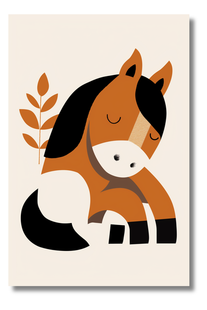 Caballo Bebé en Estilo Minimalista – Cuadro Infantil para Decoración Dulce