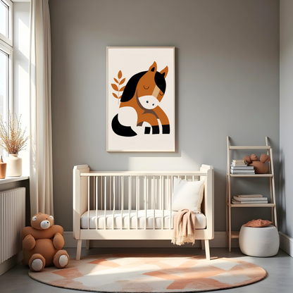 Caballo Bebé en Estilo Minimalista – Cuadro Infantil para Decoración Dulce