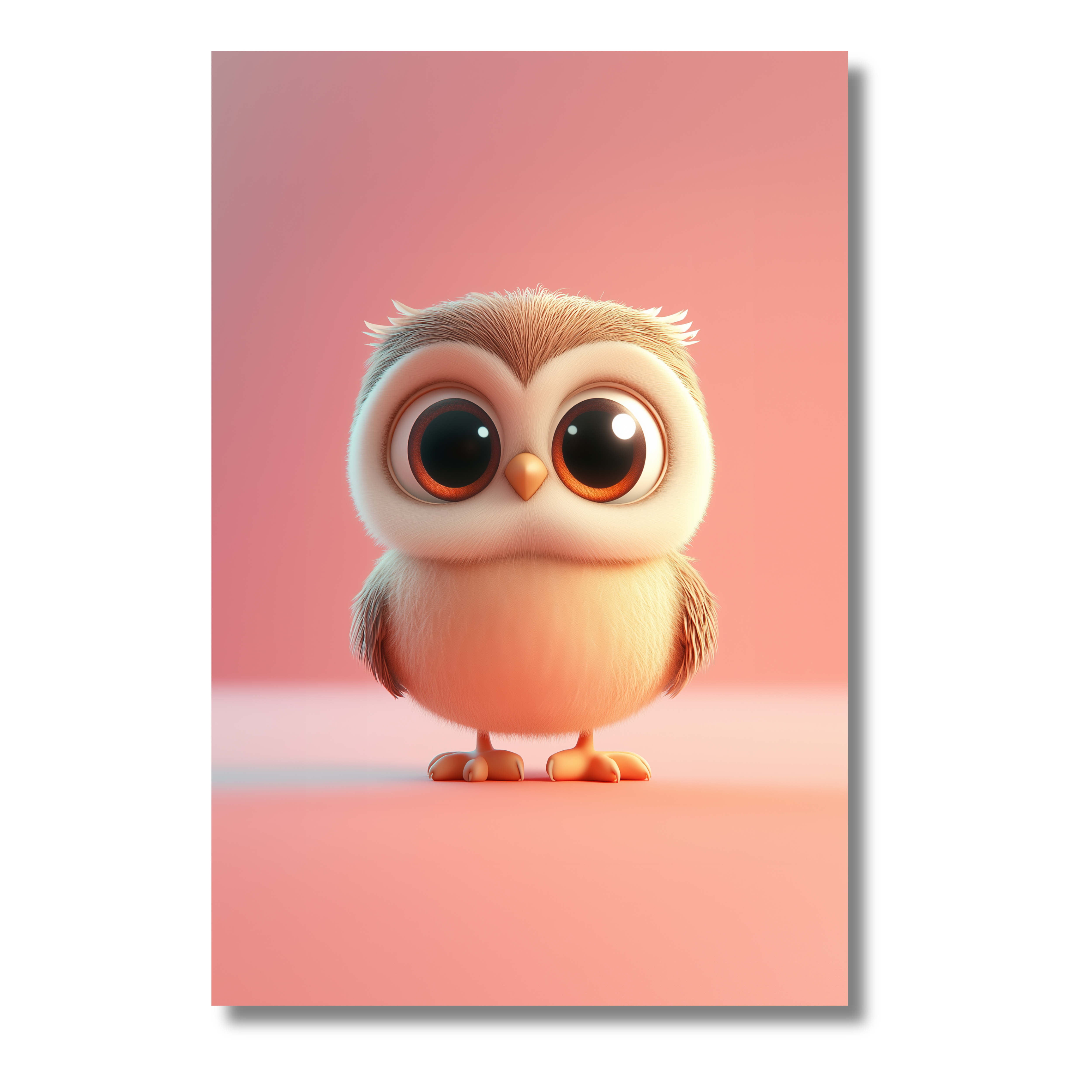 Búho con Ojos Grandes inspirado en el Estilo Pixar – Lámina Decorativa Infantil