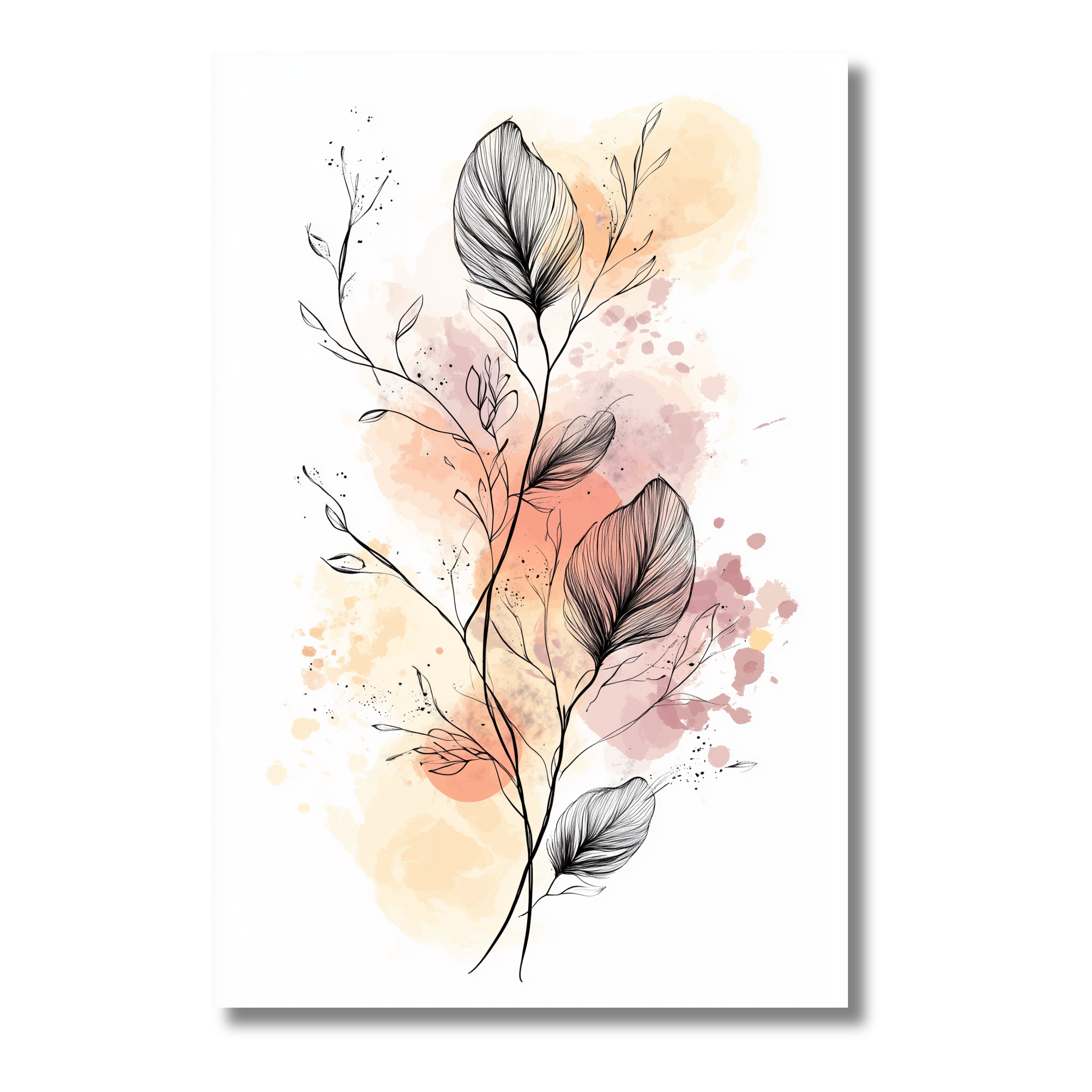 Ramas Florales con Toques Rosados – Ilustración Estilo Sketch