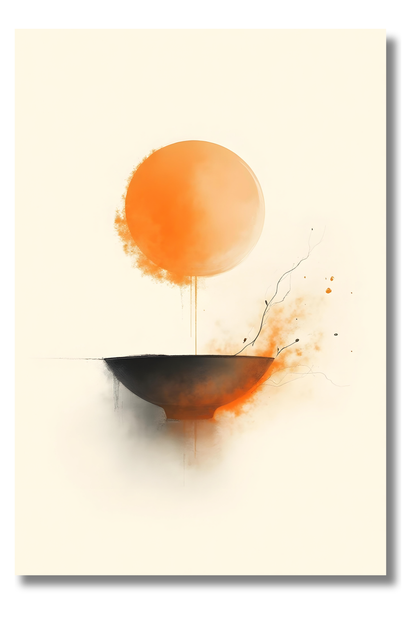 Taza de Té con Sol Naciente – Arte Minimalista de la Ceremonia Japonesa