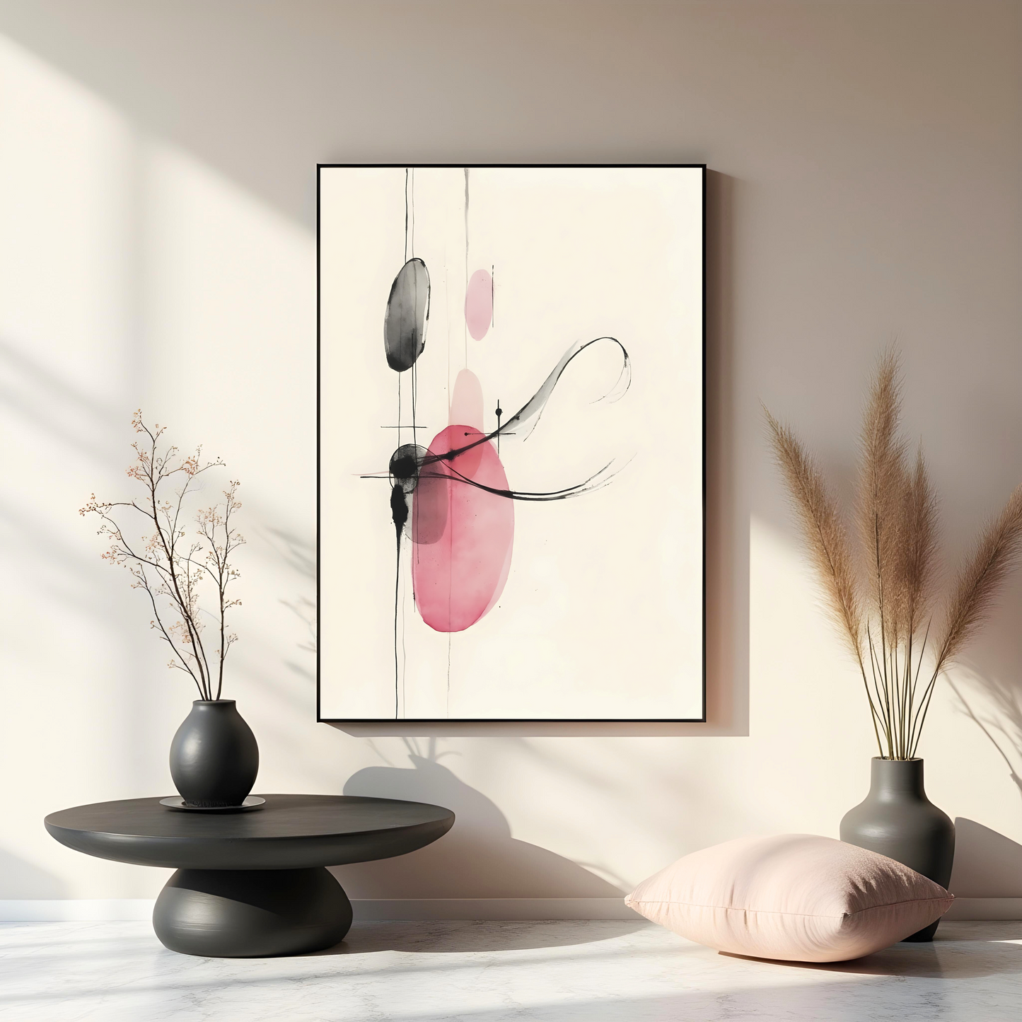 Flujo Natural en Tinta Japonesa – Cuadro Abstracto Estilo Zen