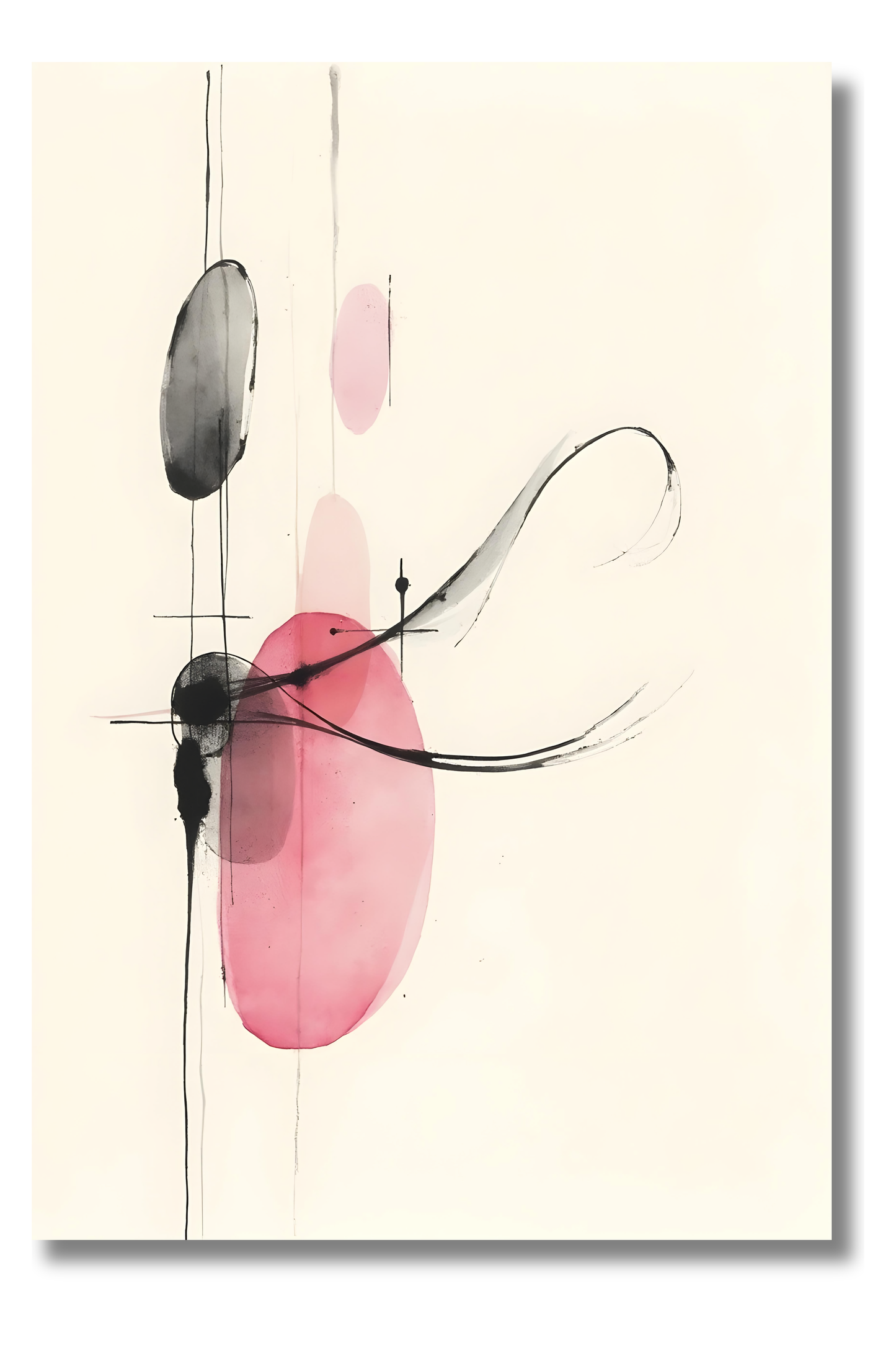 Flujo Natural en Tinta Japonesa – Cuadro Abstracto Estilo Zen