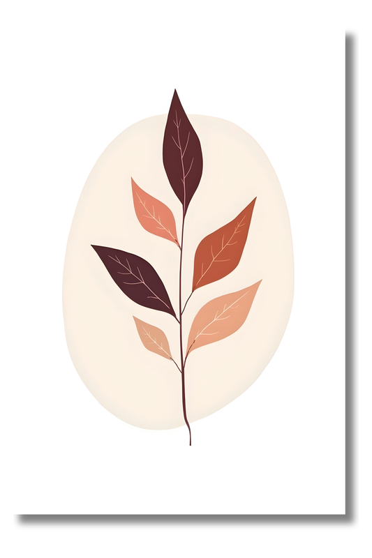 Lienzo Boho Minimalista con Elemento Vegetal Centrado