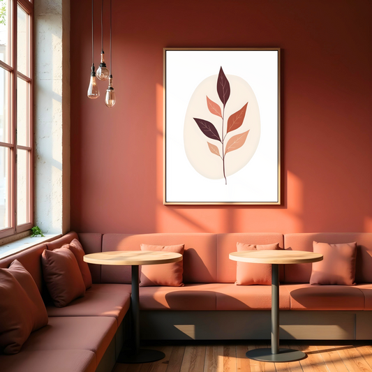 Lienzo Boho Minimalista con Elemento Vegetal Centrado