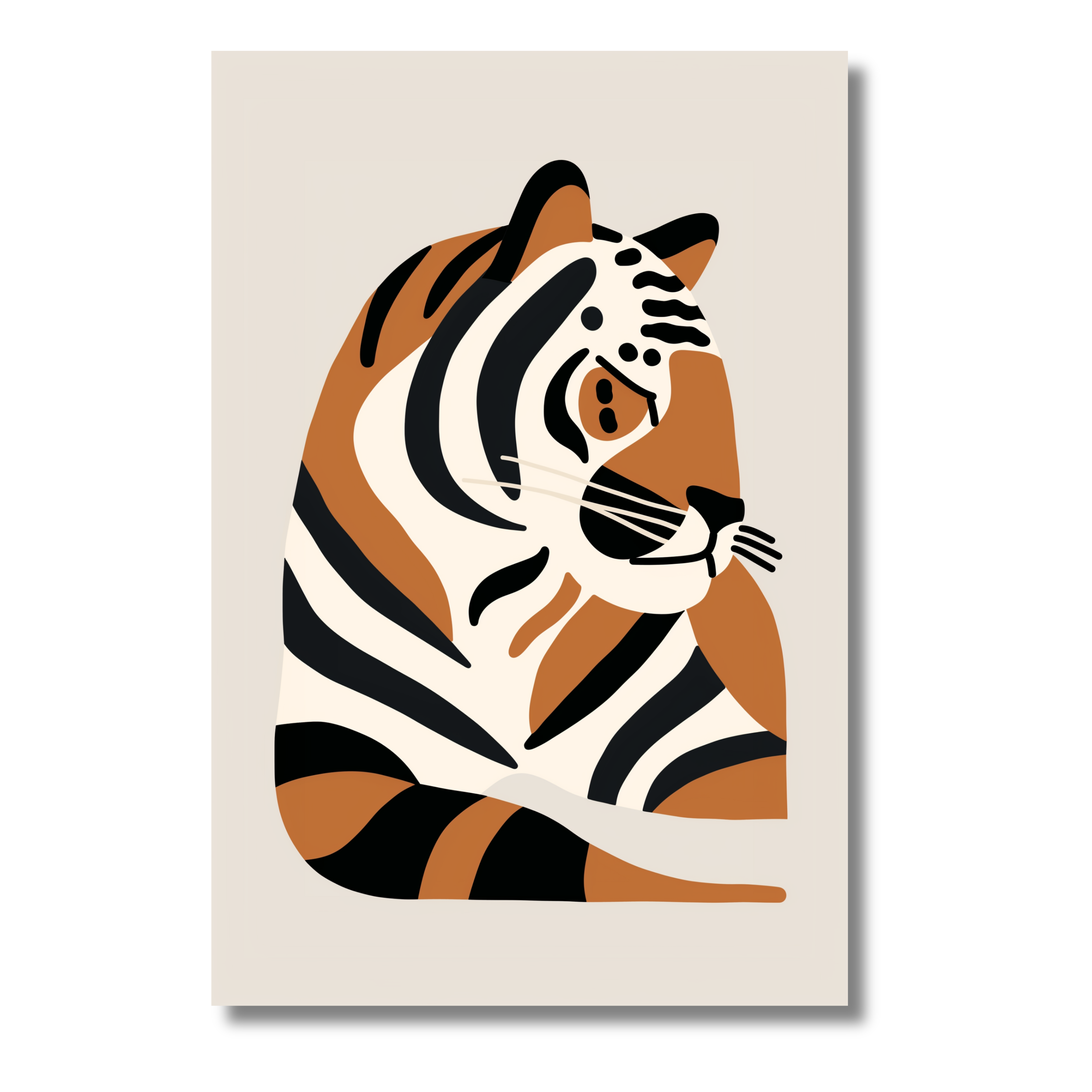 Tigre Bebé en Estilo Minimalista – Cuadro Infantil con Toques Étnicos