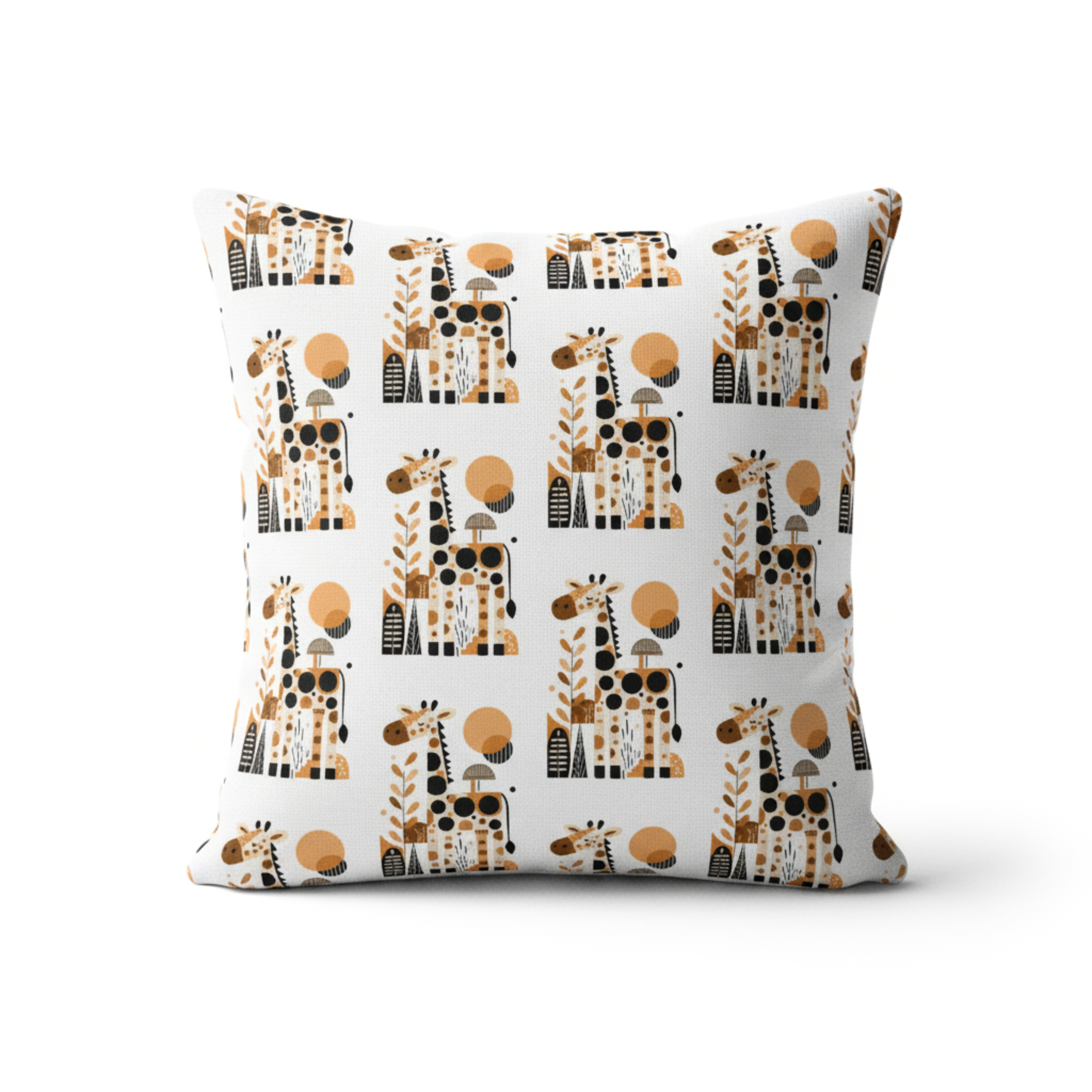 Cojín Estampado Jirafa Minimalista en Composición Geométrica – Decoración Infantil Moderna con Toques Originales