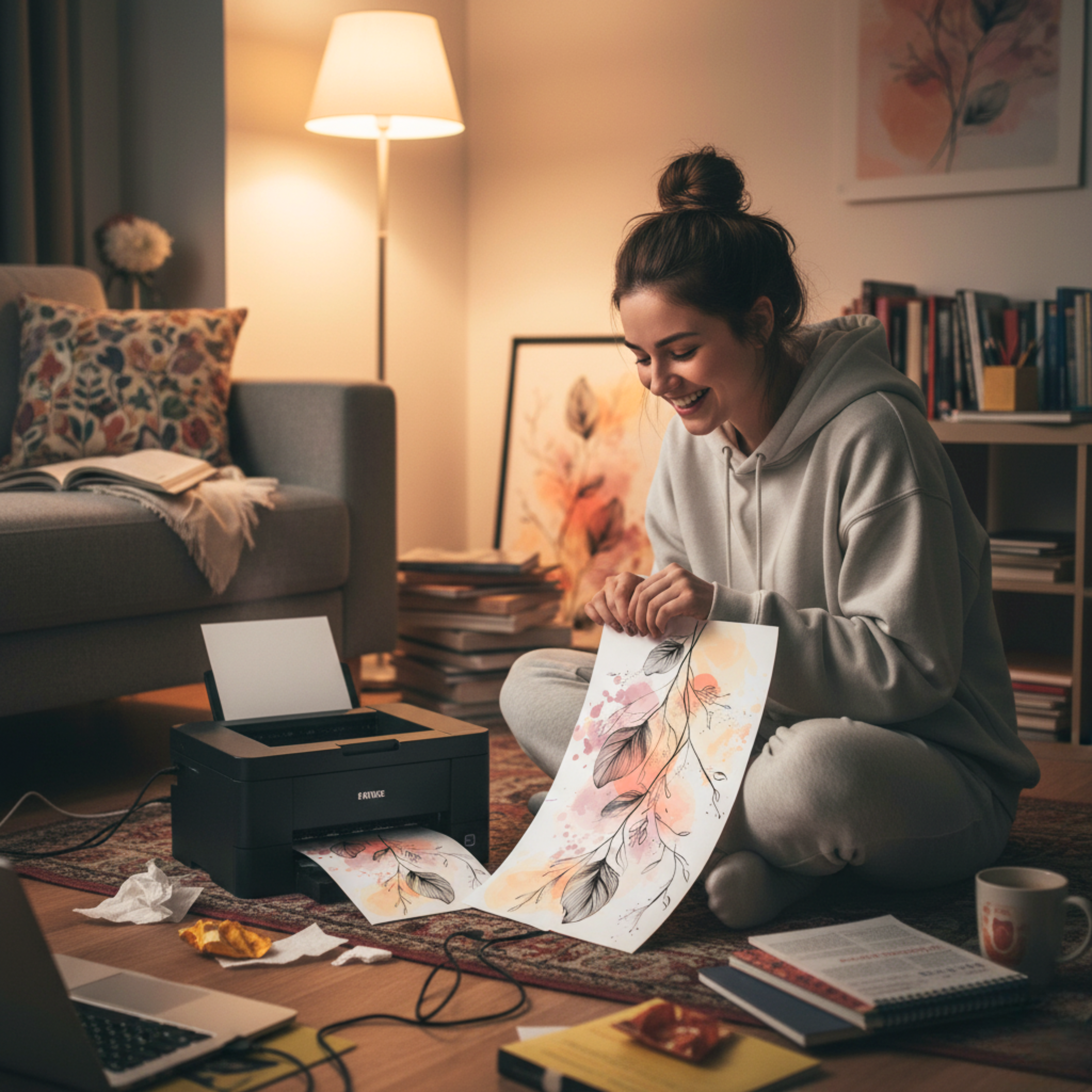 Ramas Florales con Toques Rosados – Ilustración Estilo Sketch