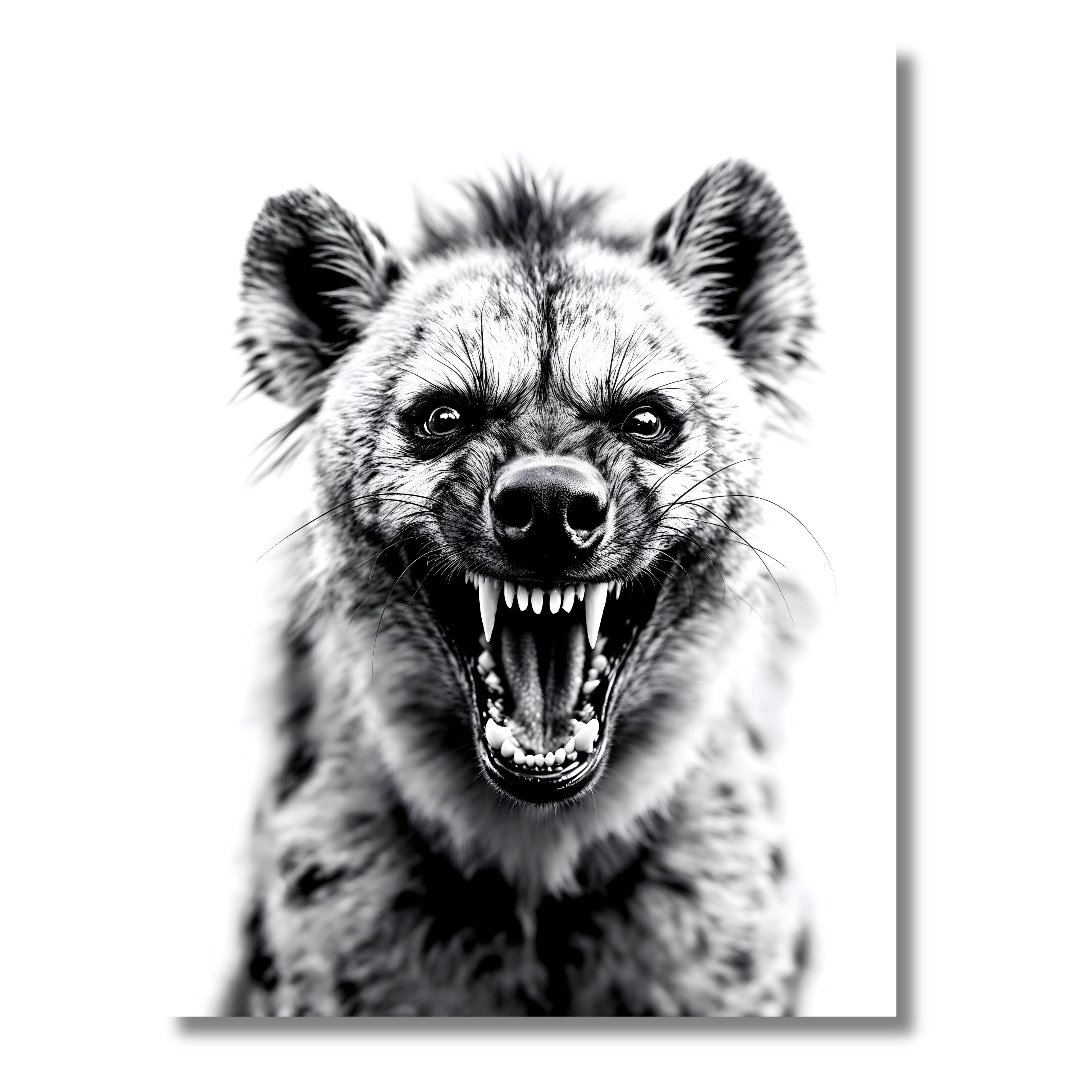 Hiena Intensa – Cuadro Animal Blanco y Negro con Personalidad Salvaje