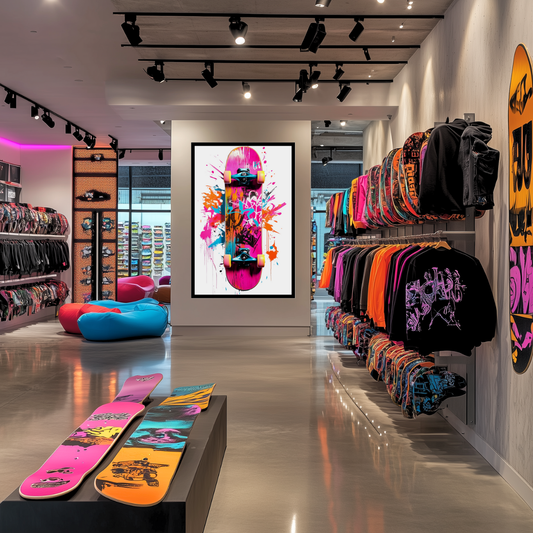 Skateboard de Color – Explosión Gráfica